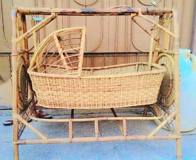 Bamboo wicker baby cradle jhoola