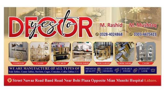 Luxury Furniture Manufacturer in Lahore – Premium Tables & Décor