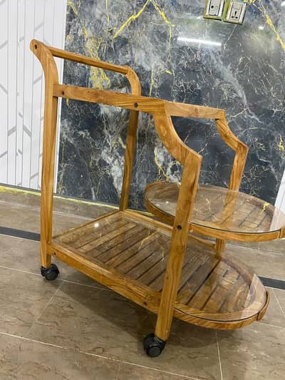 wooden tea trolley