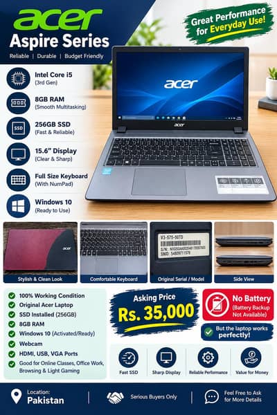 Used laptop Acer aspire series