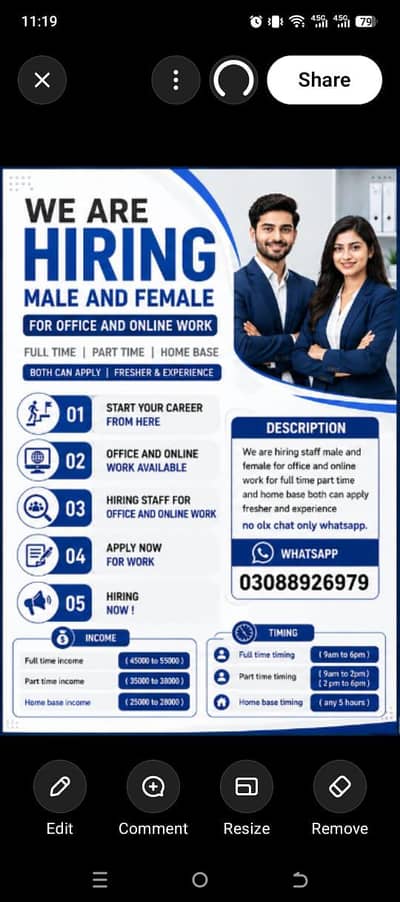 we are hiring staff for online work male and female