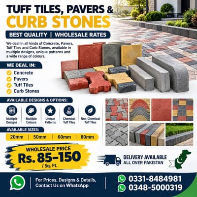 Tuff Tiles/ Pavers/ curb stone for sale/pebbles