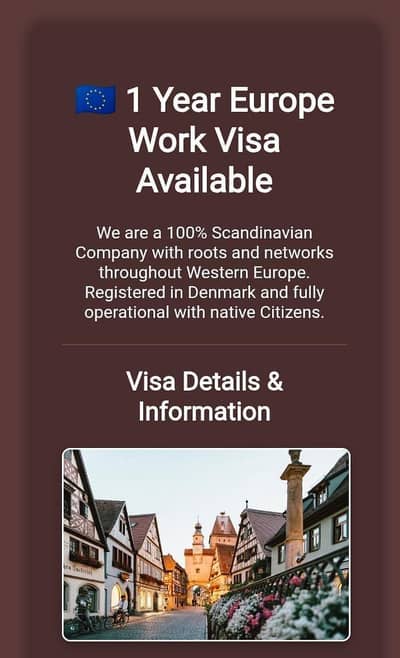 1 Year Work Visa In Europe