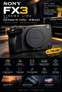 Sony FX3 Cinema Line Full Frame 4K 120fps | 10-Bit 4:2:2