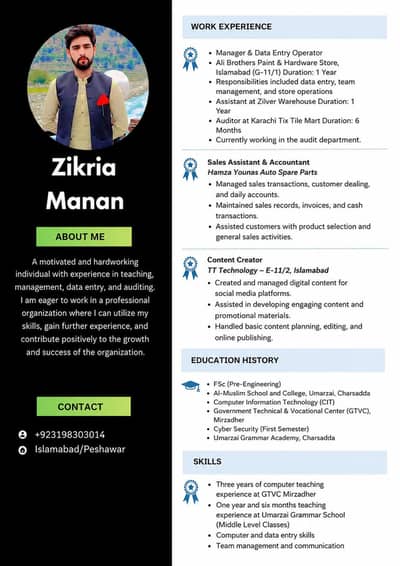 I have. Accountant+ warehouse+ sales. experience