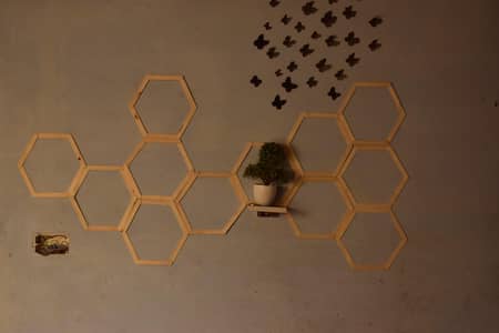Simple/Natural Color Hexagon Wall Decor