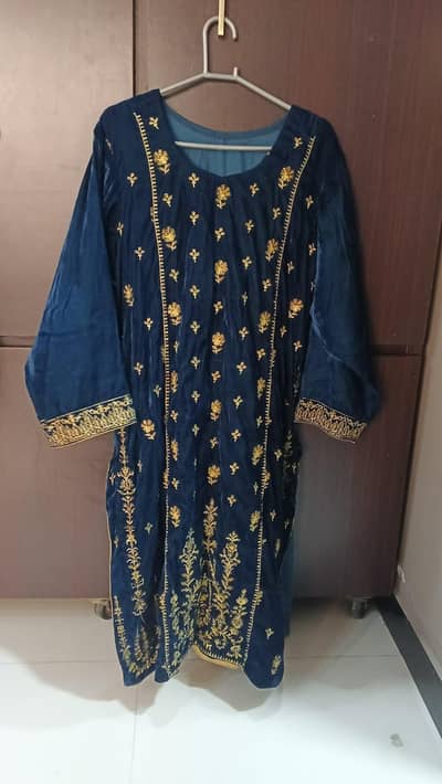 3pc embroided velvet suit