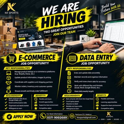 job offer e commerce / data entry