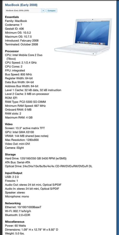 Mac Book 2008 in best price