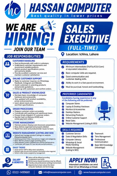 Need a Salesman for my Computer Store & to Manage my website + Social