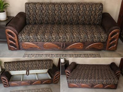 3 seater Sofa Cum Bed with Storage – Good C