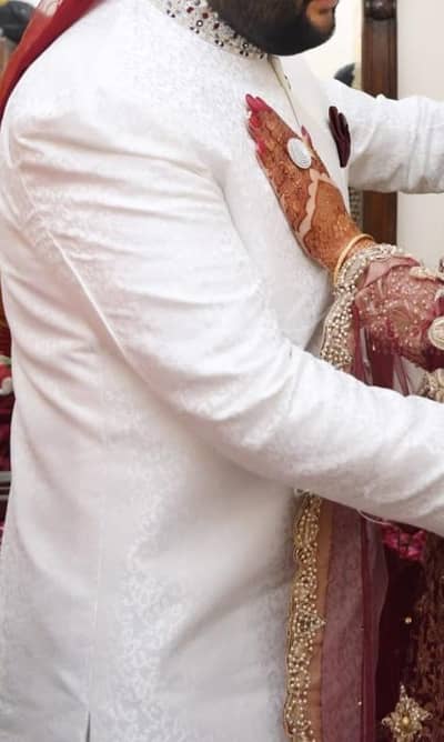 White Sherwani With Qulla