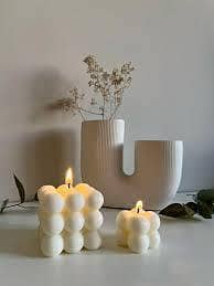 Bubble Candle Set - Large and Mini in Natural White Scent