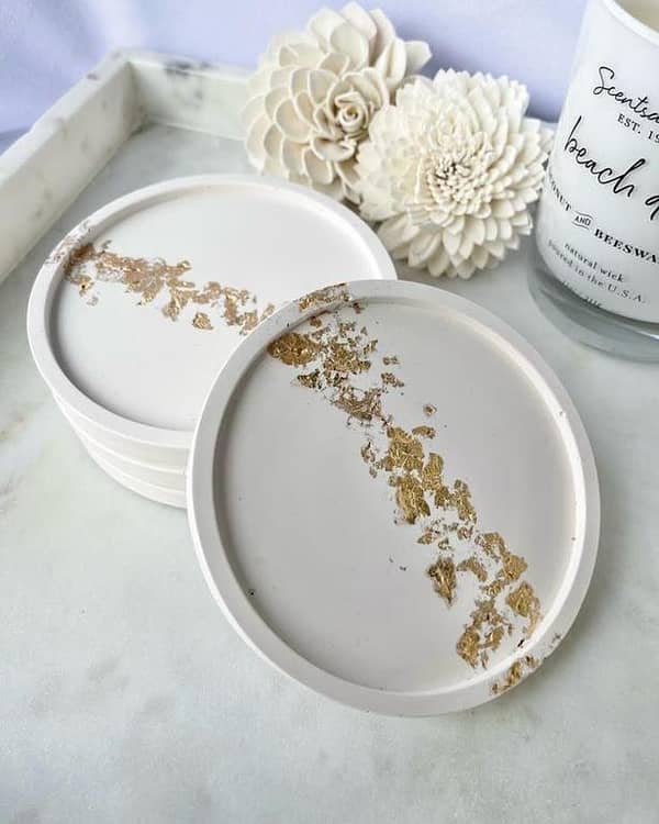 8cm Small Concrete tray| Handmade Concrete Coaster Gift Plant Saucer Concrete Round Tray For Housewarming Gift Minimal Home Decor