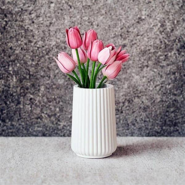 Striped Vase , Tall Flower Vase Concrete , Jesmonite vase