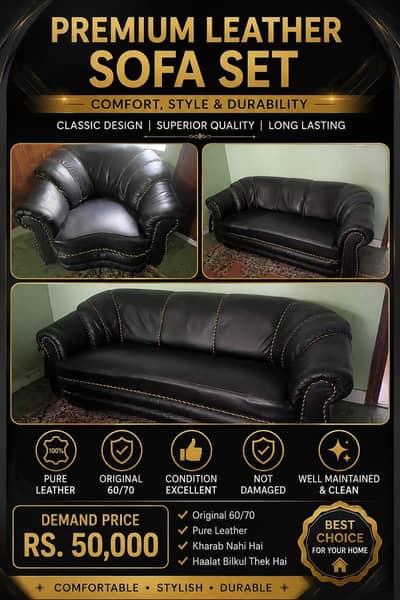 Premium Leather Sofa Set
