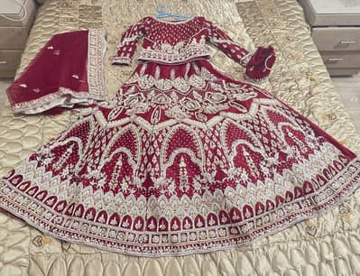 MNR replica barat lehnga deep red color