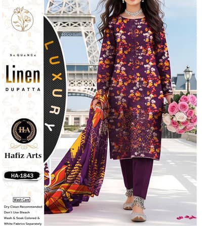 linen 3pc embriodrey dress