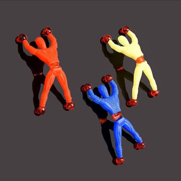 Pack of 12 sticky spider Man climbing Wall toy set -Spider Sticky wall toy for kids -Funny sticky spider man Toy for hours for play -Sticky Spider Man climbing Wall Toy for Boys & Girls, kids