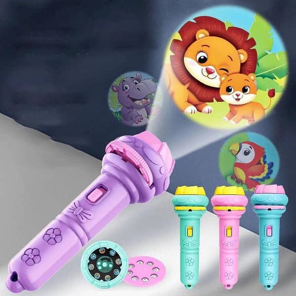 Projector Flashlight for Kids -3 Reels Early Childhood Educational Toy Birthday Gift Projector Torch for Kids Multicolor