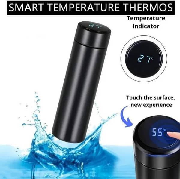 Temperature Water Bottle,LED Temperature Display,Hot Cold Vacuum flasks, Stainless steel Thermos,LED 500ML Smart Thermos