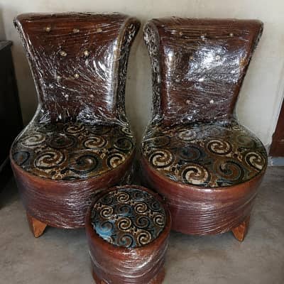 `2 Designer Chairs + 1 Puffy - Brand New Condition - Lahore`