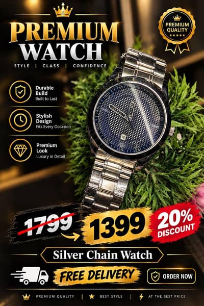Alexis Blue Textured Dial Chain Watch
