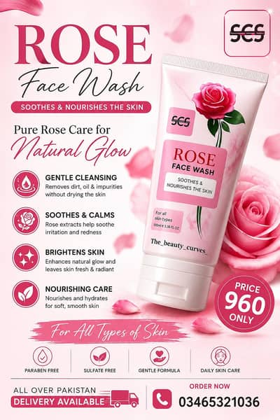 SCS Rose Face Wash – Fresh, Soft & Glowing Skin
