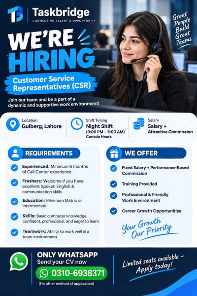 WE'RE HIRING – Customer Service Representatives (CSR)