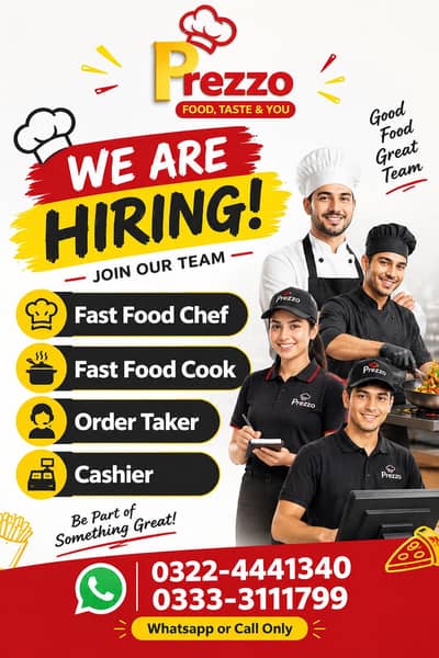 Fast food Chef, Cook, Cashier, order taker Jobs