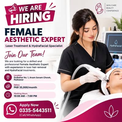 Female Aesthetic Laser Treatment & HydraFacial Expert Required | Jobs