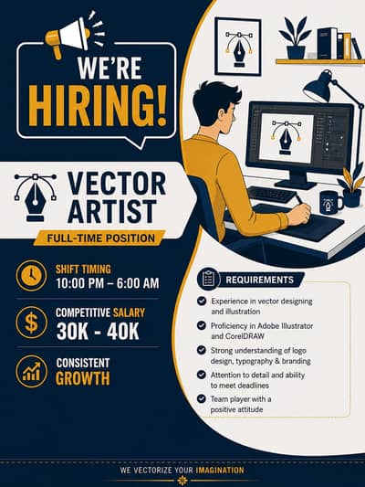 Hiring for Vector Artist / Graphic Desinger – Junior-Mid level needed