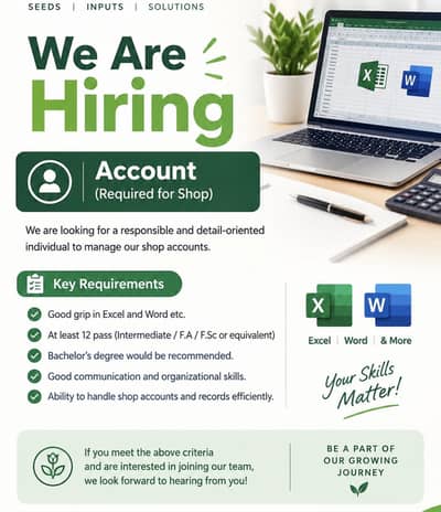 Accountant Required for Shop