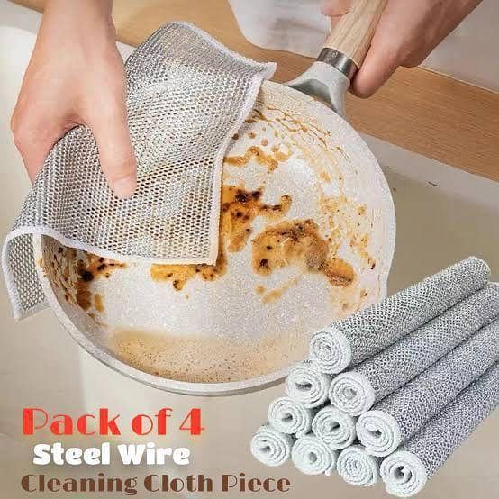 Pack of 4 Kitchen Steel Mesh Wire Dish Washer