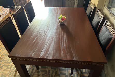 6 Seater Wooden Dining Table with Chairs – Elegant Design