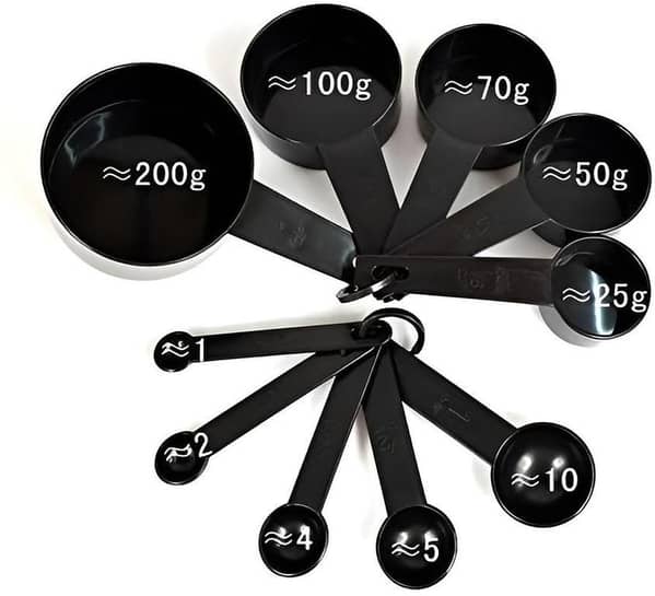 10pcs Black Plastic Measuring Spoons Cups Measuring Set Tools For Baking Coffee