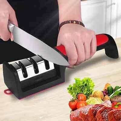 3-in-1 Professional Kitchen Knife & Scissor Sharpener – Manual Adjustable Blade Sharpening Tool with Ceramic Slots for All Knives