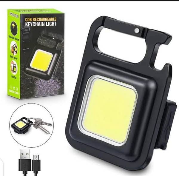 COB Rechargeable Mini Keychain Flashlight – 3-in-1 USB Charging LED Work Light with Magnet for Outdoors and Camping