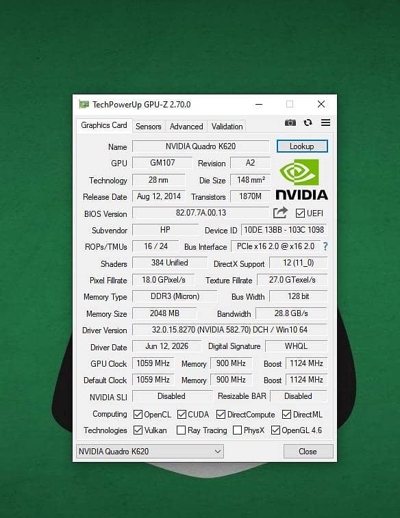 Nvidia Quadro k620 7