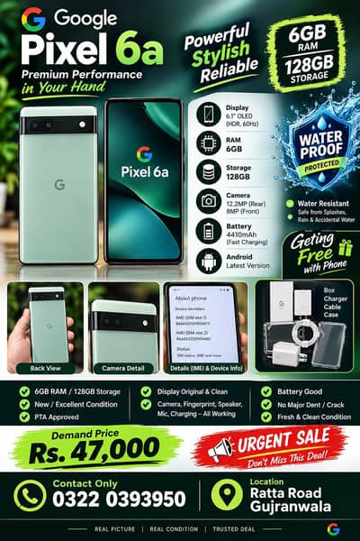 Google Pixel 6a 6GB/128GB | PTA Approved | Excellent Condition