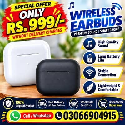 Wireless Earbuds – Premium Sound | Long Battery | Rs. 999