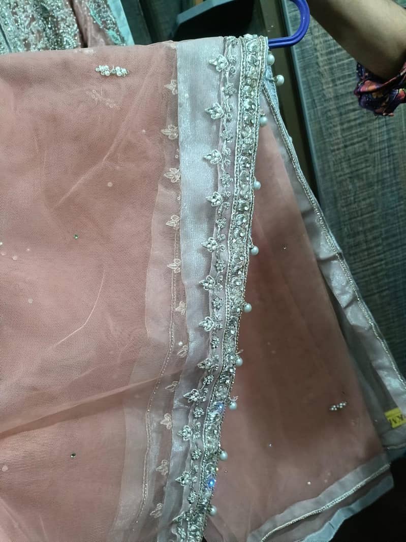 Beautiful Rose Pink Heavy Embroidered Maxi | Silver Work | 2
