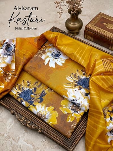 Al-Karam Kasturi Original 3 Piece Lawn Suit - Rs 3200