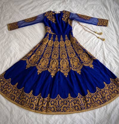 Royal Blue Heavy Designer Bridal Maxi with Attached Can Can (3-Piece)