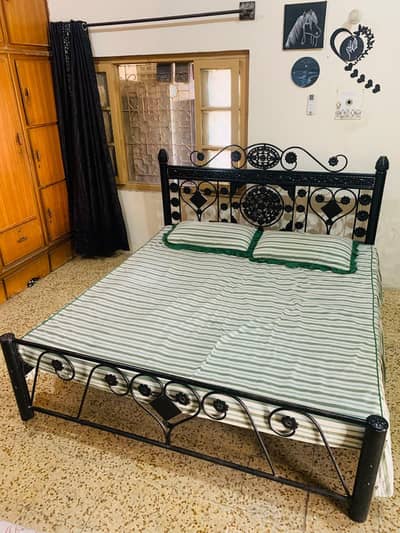 IRON BED WITH MATTRESS FOR SALE
