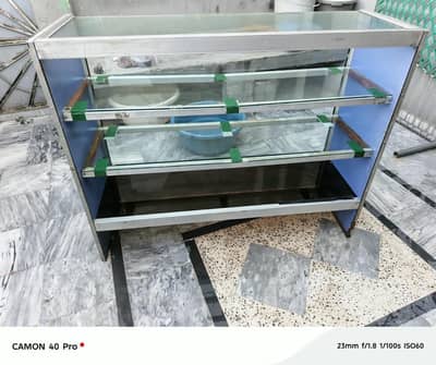 glass display conter wood plus glass