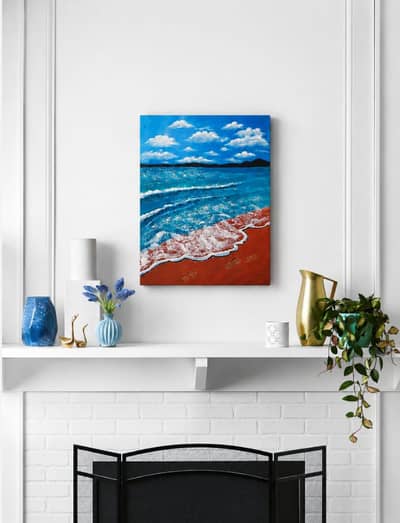 Handmade Ocean Beach Acrylic Painting