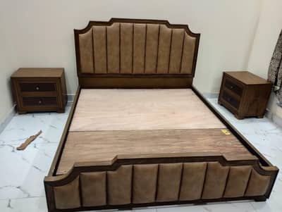 Brand New stylish bed with side tables (and mattress optional)