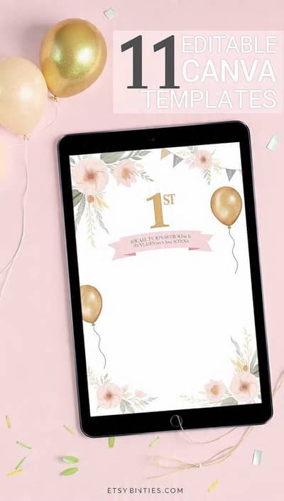 Editable Birthday Invitation Bundle | 10 Canva Templates.