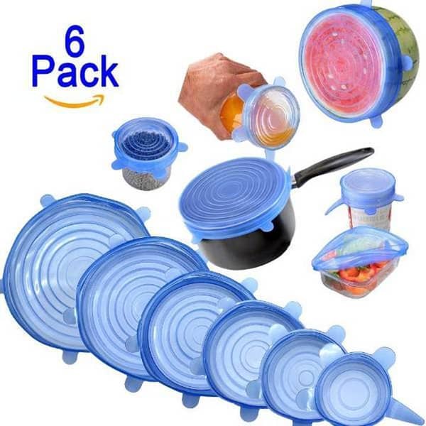 6Pcs Kitchen Reusable Silicone Stretch Seal Lid Preservation Vacuum Food Storage Bowl Cover